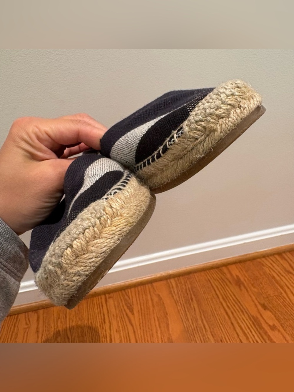 Burberry Hodgeson Check Canvas Espadrille Flats Size 39 Navy - Picture 6 of 13